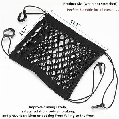 DYKESON Pet Barrier Dog Car Net Barrier with Auto Safety Mesh Organizer Baby Stretchable Storage Bag Universal for Cars, SUVs -Easy Install,Safer to Drive with Pets and Children, 3 Layer S