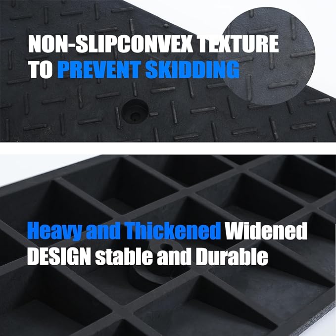 2 Pack 1.6'' Rise Rubber Curb Ramp Heavy Duty Loading Rubber Curb Ramps 3 Tons Driveway Ramp Car Slope Ramp for Loading Dock Bike Vehicle Warehouse Sidewalk Wheelchair (1.6" H)