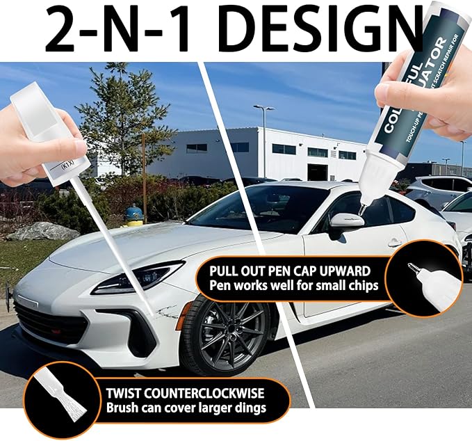 Crystal White Pearl(K1X) Touch Up Paint Compatible with SUBARU, Car Paint Pen Scratch Repair Two-In-One Touch Up Paint, Premium Car Scratch Remover for Deep Scratches