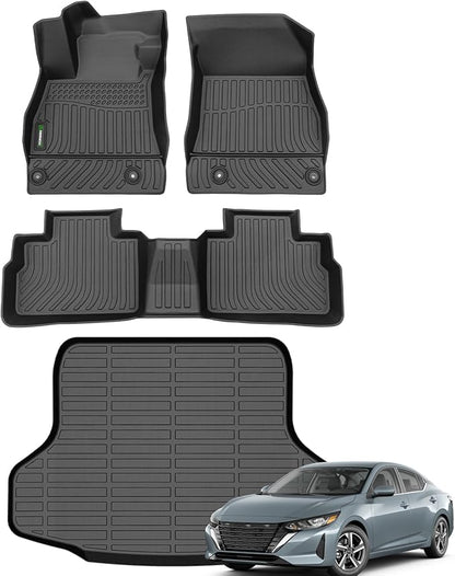 ANBINGO®-Floor Mats& Cargo Liner for Nissan Sentra 2020-2026 S/SV/SR Sedan,All Weather Sentra Car Liner Protection TPE Custom Sentra Accessories Black