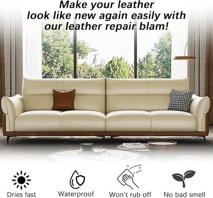 Leather Recoloring Balm, Leather Color Restorer Conditioner, Leather Restorer for Couches Paint, Leather Scratch Remover, Scratch Leather Faded Repair Kits for Vinyl Furniture (Ivory, 75ML)