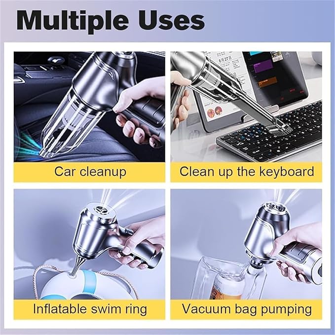 Vortix Smart Car Vacuum/Air Blower,Vortix Electric Air Duster & Vacuum,12000pa High Power Brushless Motor Wireless Handheld Car Vacuum Cleaner with Washable Filter & Storage Bag (Gray)