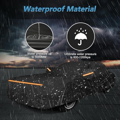 Car Cover for Cadillac Eldorado Biarritz/Brougham/Fleetwood/Convertible 1979-1991, Waterproof 210D Oxford Cloth and Cotton Cover Outdoor Car Cover with Zipper Windproof Heavy Duty All Weather