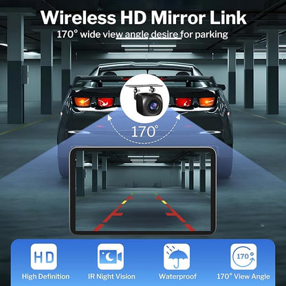 Wireless Apple Carplay Screen for Cars, 7" HD Portable Car Stereo Touch Screen for Apple CarPlay & Android Auto with Backup Camera/Mirror Link/Siri/Voice Control/GPS Navigation/AUX for All Vehicles