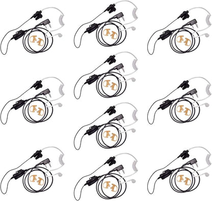 BTECH QHM07 Platinum Series Noise-Cancelling Earpiece with In-line PTT & Microphone for K1 Radios like BaoFeng, Kenwood Radios (Includes Earmolds and Earbud, 10 Pack)