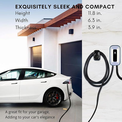 EV Charger Level 2，50 Amp Charge Station, 240V,Indoor/Outdoor EVSE, 25Ft Cable Level 2 ev Charger, 2.4GWiFi/APP/RFID Card (NEMA14-50 Plug or Hardwired)