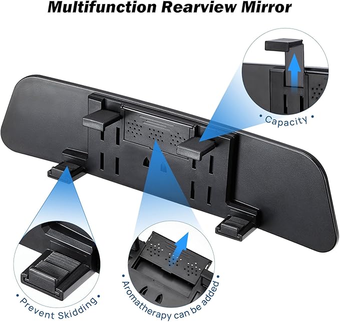 JOYTUTUS Rearview Mirror, 2 pack 12 Inch Panoramic Interior Clip-on Wide Angle Convex Rear View Mirror, Reduce Blind Spot Effectively for More Car SUV Trucks -Clear