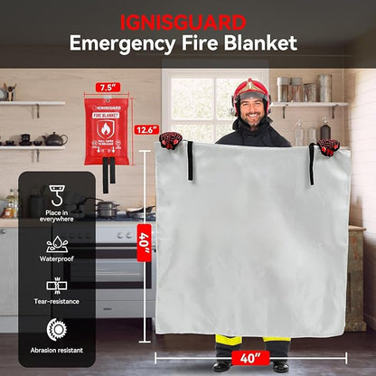 Emergency Fire Blanket for Home and Kitchen, 4-Pack 40"x40", Fiberglass Fire Blankets Emergency for Home BBQ Grill Camping Car Office Warehouse Picnic Fireplace Fireproof Survival Safety