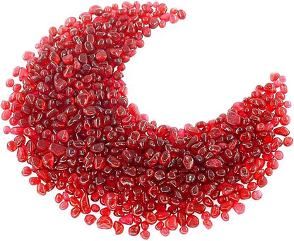 1 Lb (460 g) Red Sea Glass Stones Irregular Rainbow Glass Pebble Decorative Rock Quartz Tumbled Gemstone Chips for Aquarium Decoration/Vase Filler/Jewelry Making/Handwork Craft/Gems Display