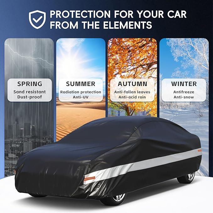 10 Layers Car Cover Custom Fit for Subaru BRZ (2012-2025)/Toyota 86(2012-2021), Waterproof All Weather for Automobiles, Outdoor Full Cover Sun Dust Rain Protection with Cotton. Black