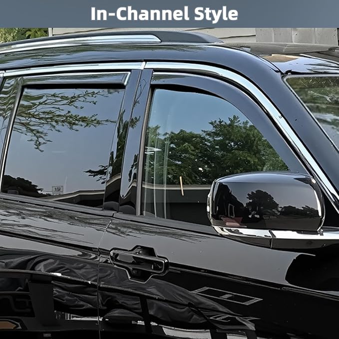 in Channel Rain Guards for 2021 2022 2023 2024 2025 Jeep Grand Cherokee L, Durable Side Wind Deflectors, Smoke Vent Window Visors Shades Shield, 4PCS