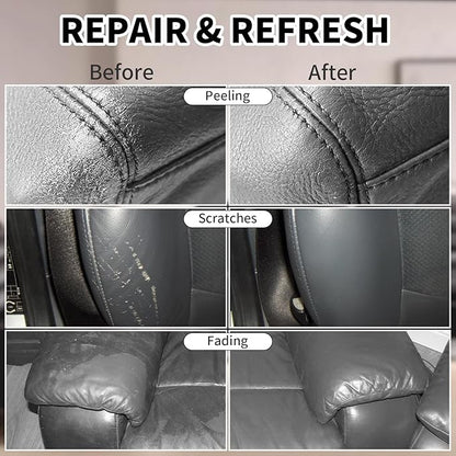 8.5oz Leather Recoloring Balm with 100ml Mink Oil,Dark Gray Leather Repair kit for Furniture and Car Interior,Leather Couch Scratch Repair,Leather Dye Paint,Mink Oil for Leather