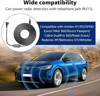 Type-c to RJ11 Radar Detector Power Cable,DC 5V-12V Power Cable Replacement for Uniden, Escort, Radenso XP, Beltronics & Whistler Radar Detectors (13FT Length)