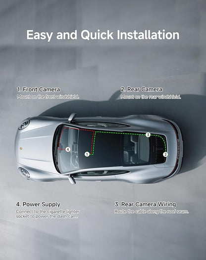 Dash Cam Front and Rear: 4K+2K Dash Camera for Cars - Dashcam Built-in WiFi APP Control 64GB Included 3.39" Touchscreen 24H Parking Monitor WDR Night Vision Loop Recording Collision Detection(X5)