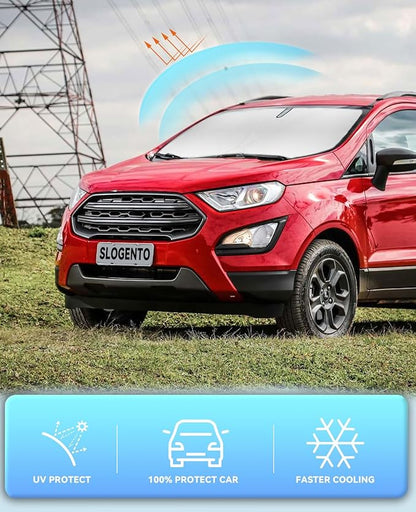 Sun Shade Windshield Sunshades Cover for Ford EcoSport 2020-2024 2025 Accessories Custom Fits EcoSport Foldable 240T Silver Coating Window Shields Sun Visor Protector Blocks UV Rays