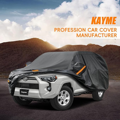 Kayme 7 Layers SUV Car Cover Custom Fit for Toyota 4Runner (2002-2025) Waterproof All Weather for Automobiles,Outdoor Full Cover Rain Sun UV Protection.Black