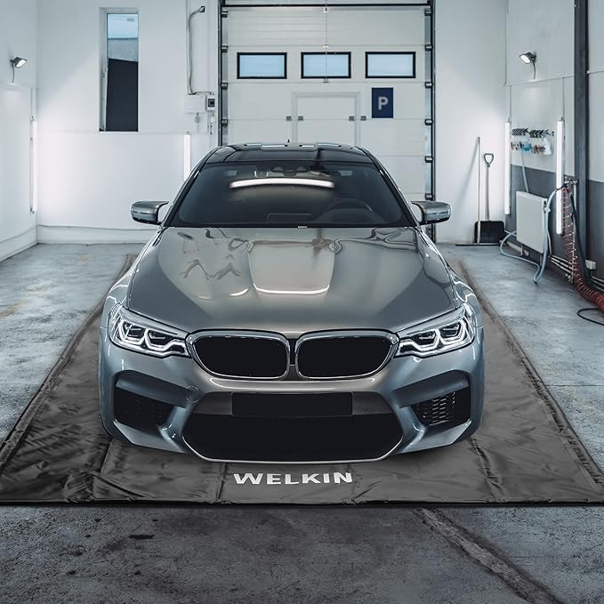 WELKIN Containment Mat,(8'5" x 22'),Non-Slip Garage Floor Mat - Heavy Duty Waterproof Protection from Snow, Rain and Mud for Cars