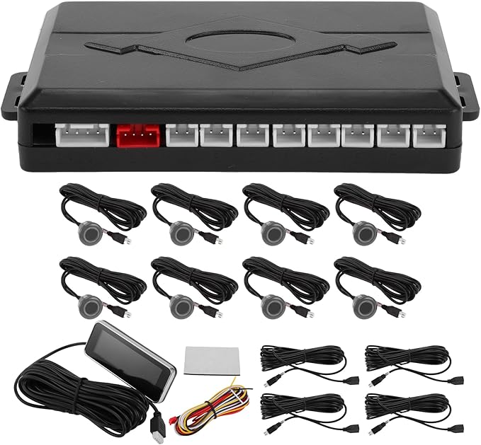 Motoforti Car Auto Vehicle Reverse Backup Radar System Reverse Parking Sensors Sound Warning Alarm Buzzer Reminder Distance Detection Gray 8 Parking Sensors