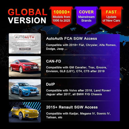 OTOFIX D1 Lite 2025 Bidirectional Scan Tool, 2 Years Free Update, 38+ Services, All System Diagnostic Scanner, Active Tests, AutoAuth FCA SGW, AutoVIN, CAN FD & DoIP, 99% Car Coverage