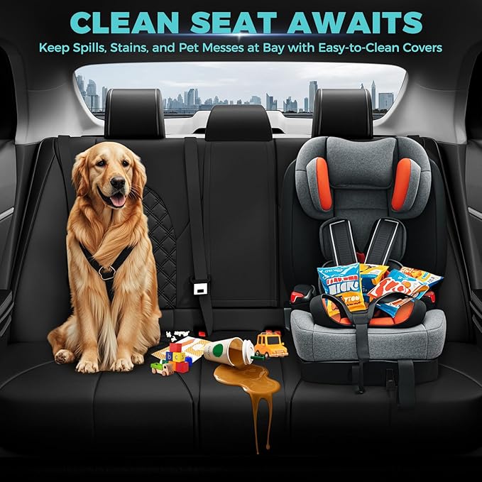 for Toyota Camry Seat Covers XLE XSE V6 2018 2019 2020 2021 2022 2023 2024 - Custom Fit Car Seat Covers Full Set, Breathable Waterproof Leather Seat Covers for Cars, Black Not for Hybrid