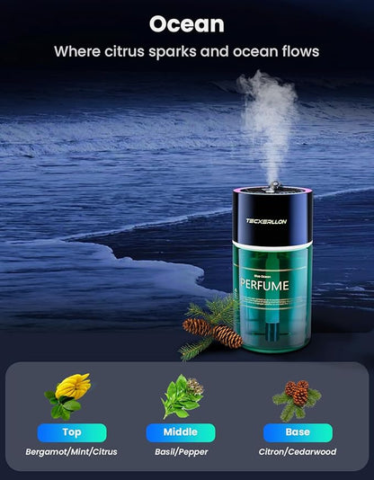 Car Air Freshener, Car Diffuser with RGB Ambient Light & Starry Ceiling, 4 Smart Scent Modes, 120-Day Runtime, Auto On/Off,USB-C Rechargeable, Ocean-Inspired Fragrance, 120ML