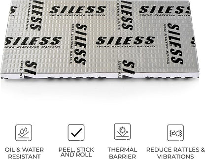 Siless 80 mil (2mm) Car Sound Deadening mat - Butyl Automotive Sound Deadener - Noise Insulation and Vibration Dampening Material 10 sqft (0.95 sqm)