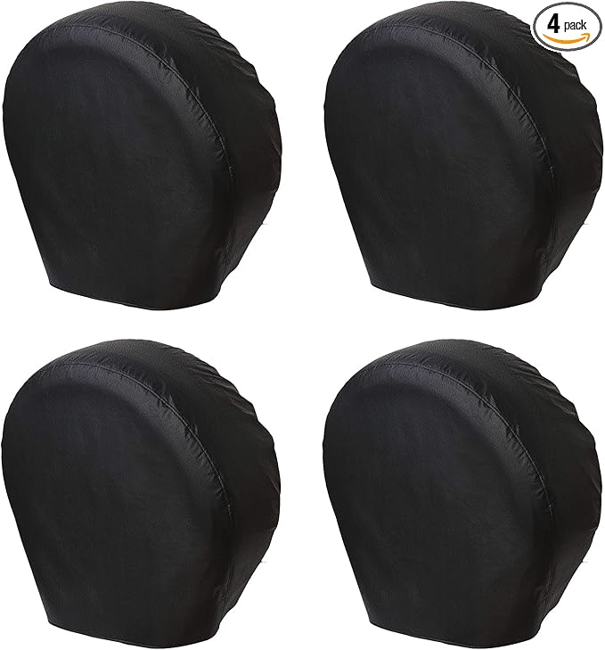 RV Tire Covers 4 Pack, Tough Waterproof Wheel Protector for Camper, Truck, Motohome, SUV, Car, Boat Trailer, Universal Fits Tire Diameters 36-39 inches, Black