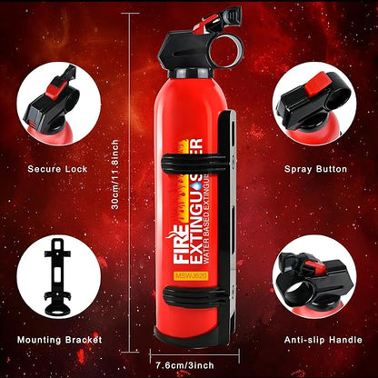 6 Pack Fire Extinguisher for Home with Mount - Upgraded 8-in-1 Portable Fire Extinguisher for Car Vehicle Boat House Kitchen, Water-Based Fire Extinguisher for A, B, C, K Fires