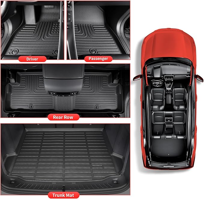 Wayhigh-All Weather Floor Mats and Cargo Mat Set Fit for Lincoln Corsair 2020-2024 2025(Non Plug-in Hybrid) TPE Car Mats Waterproof Heavy Duty Rubber Floor Liners Corsair Accessories