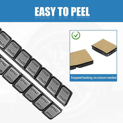1/4 Oz Black Adhesive Backed Wheel Weights, Stick on Wheel Weights for Cars, Trucks, SUVs, Motorcycles, Low Profile (72 Oz Pack)