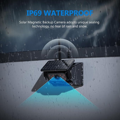 WiFi Magnetic Solar Wireless Backup Camera, 10500mAh Rechargeable 1080P Rear View Camera for Truck RV Trailer Car, DVR Recording Night Vision IP69 Waterproof, App for Phone iOS Android AP1 DVKNM