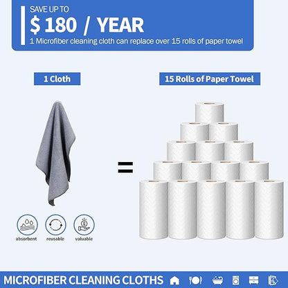 HOMERHYME Microfiber Cleaning Cloths, 8 Pack Cleaning Rags, Lint-Free 300GSM Microfiber Towels Bulk Absorbent Washcloths, All-Purpose Cleaning Towels for Household Kitchen Shop Garage 12.6" x 12.6"