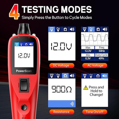 Autel PowerScan PS100 Automotive Circuit Tester, Power Circuit Probe Scan Tool, 12-24V Electrical Short Open Breaker Circuit Finder, AC/DC Current Resistance, 20ft Extension Cord, for 99% Car