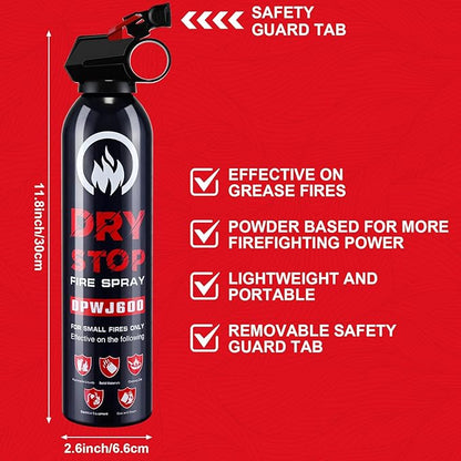 6 Pack Dry Powder Fire Extinguisher - Portable Dry Chemical Fire Extinguisher for Home, Car, Garage, Kitchen - Works on Electrical, Grease and More