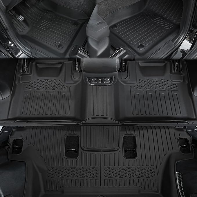 Floor Mats for 2016-2024 2025 Dodge Durango 6-seat, All Weather TPE Cargo Liner Cargo Mat and 3rd Row Backrest Mats for SRT Durango Accessories