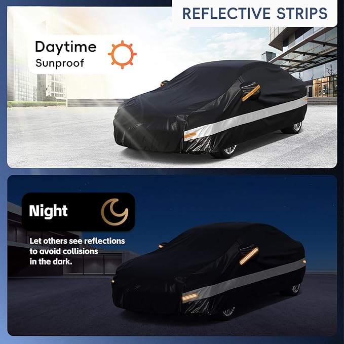 10 Layers Car Cover Custom Fit for Cadillac (DTS 2006-2012), Waterproof All Weather for Automobiles, Outdoor Full Cover Sun Dust Rain Protection with Cotton. Black