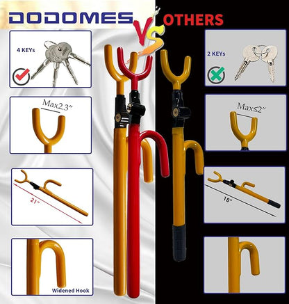 Steering Wheel Lock Anti-Theft Car Device Car Wheel Locks Heavy Duty Vehicle Security Steering Wheel Lock for Truck Car Vehicles Van Lorry SUV with 4 Keys, Elongated Length MAX 30.5“ Red