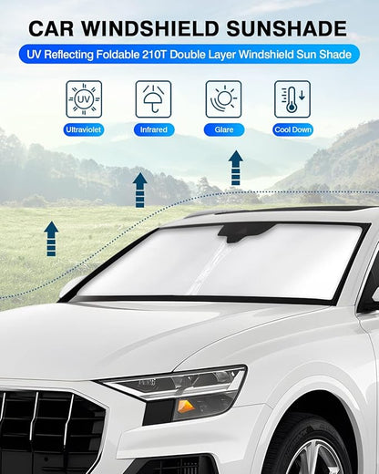 KUST Windshield Sun Shade for Audi Q8 2019-2023 2024 2025 2026 Window Shade Sun Visor Cover Foldable Blocks UV Rays Keep Your Car Cooler