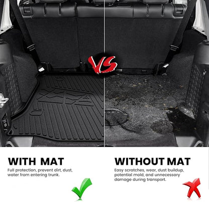 LASFIT Trunk Mat for Jeep Wrangler 2011-2018 JK Unlimited 4-Door (NOT for JL or 2-Door) All Weather TPE Custom Fit Cargo Mat Trunk Liner Cargo Liner, Black