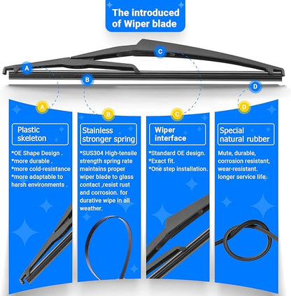 Windshield Wiper Blades Replacement for Nissan Rogue Sport 2017 2018 2019 2020 2021 2022 Original Factory Quality Front Rear Wipers Blade Set for My Car - 28" 18" 12" (Pack of 3)