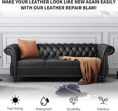 Black Leather Recoloring Balm,Leather Couch Scratch/Stain Remover,Leather Repair kit for Vinyl Furniture and Car Interior,Leather Dye Paint for Scratched and Faded Leather Couches