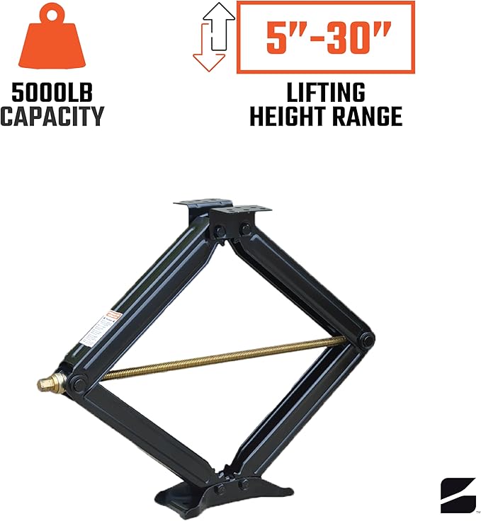 Bastion Distribution Four 30" Scissor Jacks with a Crank Handle | 5000lbs Capacity | Adjustable 5-30” Height | Leveling & Stabilizing | BJ-5000MSJ30