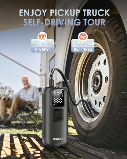 T22 Tire Inflator Protable Air Compressor, 160PSI Air Pump, 3× Faster Auto Cordless Tire Pump, Smart Electric Pump with LED Light and Digital Display for Car Motorcycle Bike and Ball, Gray