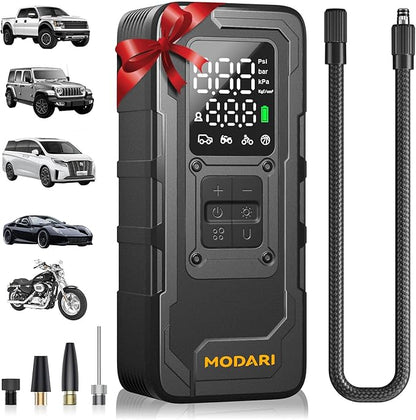 Tire Inflator Portable Air Compressor - 4X Faster 160 PSI Portable Air Pump for Cars - Cordless Tire Inflators with Gauge - Portable Tire Inflator for Car, Pickup, Bike and More