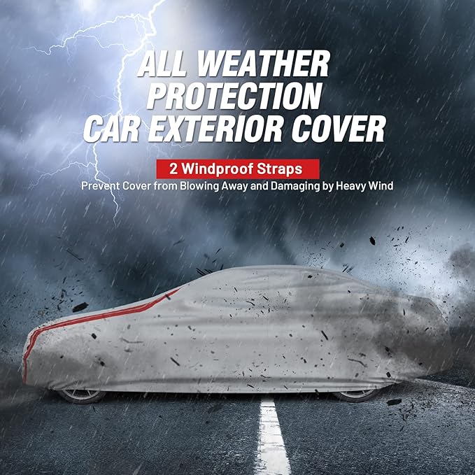 Favoto Car Cover Waterproof Outdoor - Custom Fit for Ford Mustang (1964-2024) All Weather with Reflective Stripe Snow Sun Dust UV Protection Full Exterior Cover