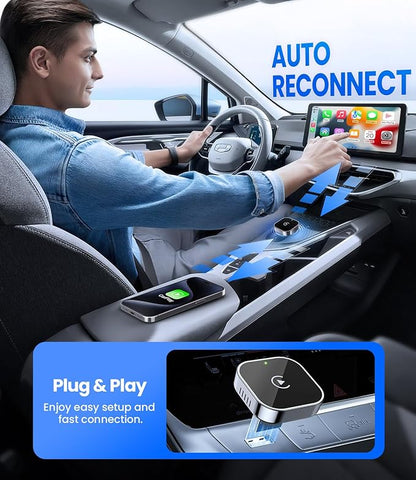 Teeran Wireless CarPlay Adapter 2025 Upgrade Wired CarPlay to Wireless, Mini USB Design for Cars with Built-in Wired Apple CarPlay Plug and Play Easy Use Fast Stable Connection Car Play for iPhone