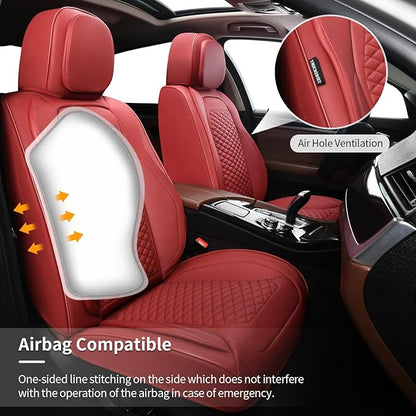 Car Seat Covers Full Set Leather Seat Covers Automotive Seat Covers Universal Car Seat Cover for Most Cars Burgundy