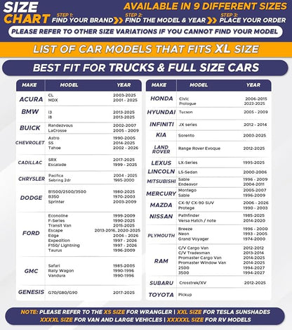 EcoNour Truck Windshield Sun Shade with Storage Pouch | Reflective 240T Material Sun Shield for UV & Heat Protection | Foldable Windshield Cover | Must-Have Truck Accessories | X-Large (69"x35")