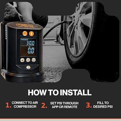 SuperHandy Automatic Tire Pressure Gauge - Wall Mountable, App/Bluetooth Control, High-Accuracy Digital Gauge, 25FT Air Hose, Ideal for Cars, Trucks, ATVs, and More