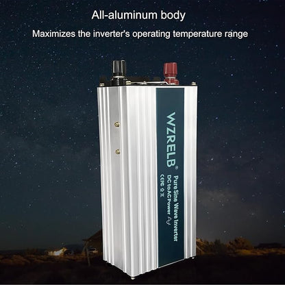WZRELB 1200W Pure Sine Wave Inverter 24V DC to 110V 120V AC,Car Power Inverter with Dual AC Outlets, LED Display,Off-Grid Portable Power Converter for Home, RV, Truck, Camping
